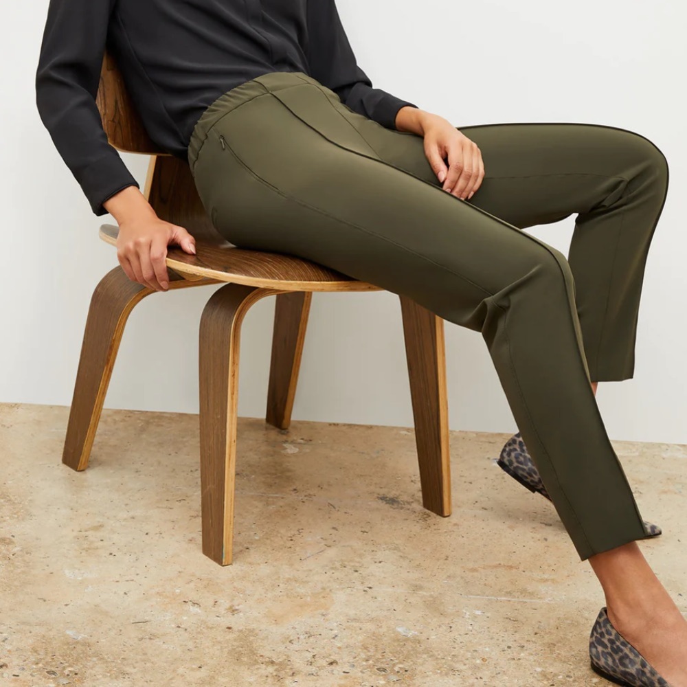 MM LaFleur The Colby Pant - OrigamiTech, Machine Washable, Sz 10, olive
